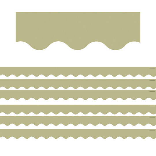 Olive Green Scalloped Border Trim, 35 Feet Per Pack, 6 Packs