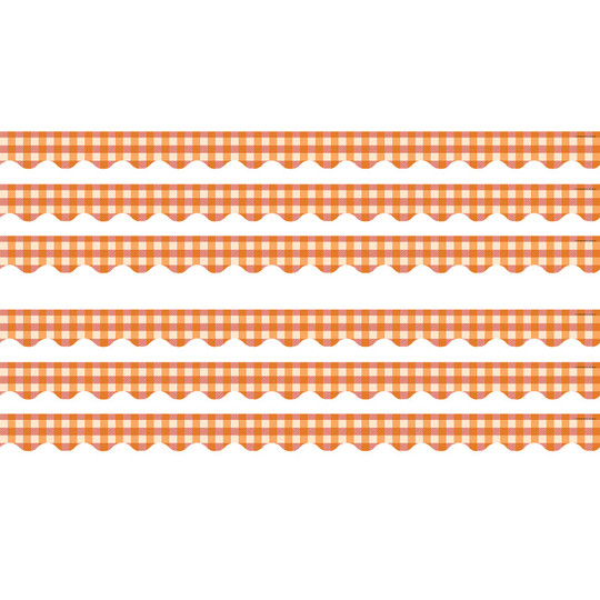 Orange Gingham Scalloped Border Trim, 35 Feet Per Pack, 6 Packs