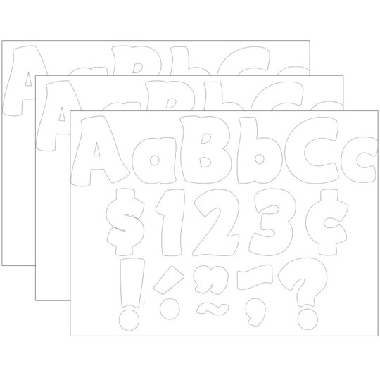 White Funtastic 4'' Letters Combo Pack, 208 Per Pack, 3 Packs
