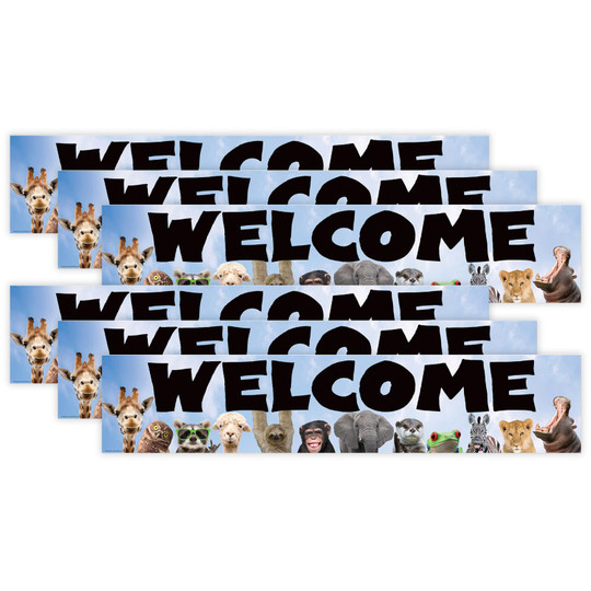Go Wild Animals Welcome Banner, 8'' x 39'', Pack of 6