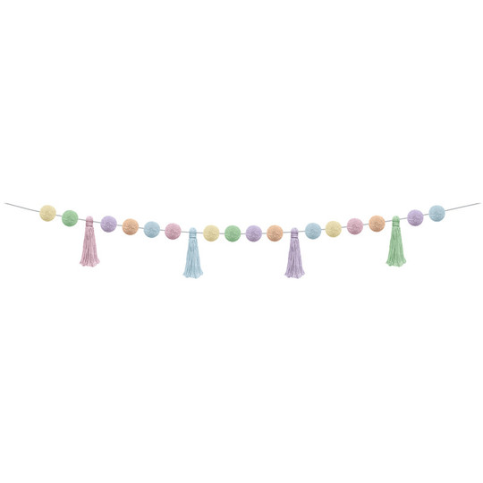 Pastel Pop Pom-Poms and Tassels Garland, 60''