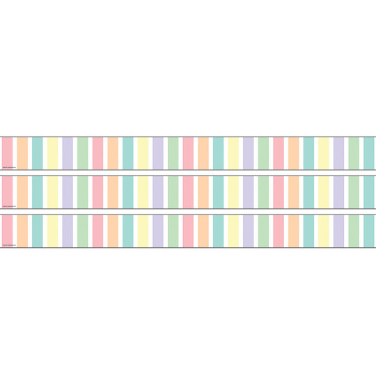 Pastel Pop Stripes Straight Rolled Border Trim, 50 Feet, 3 Rolls