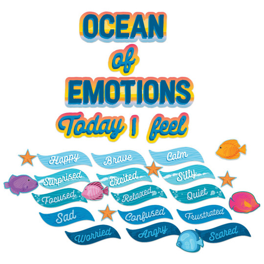 Seas the Day Ocean of Emotions Mini Bulletin Board Set, 31 Pieces