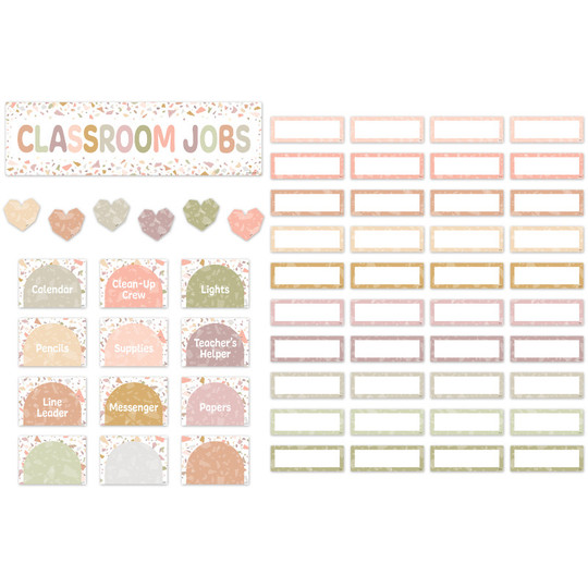 Terrazzo Tones Classroom Jobs Mini Bulletin Board Set, 59 Pieces