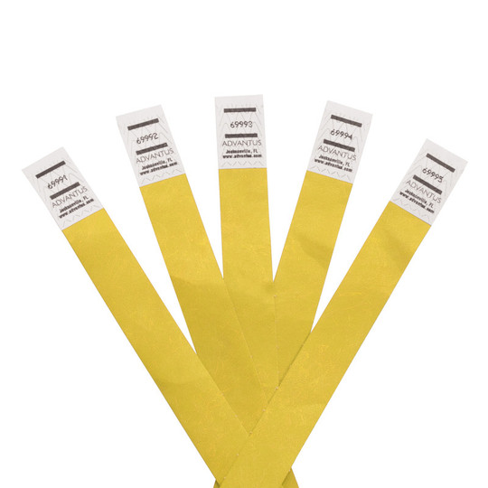 Tyvek Wristbands Yellow, Pack of 500
