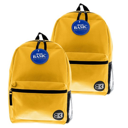 16'' Basic Backpack, Mustard, Pack of 2