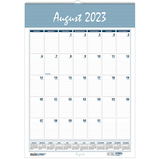 Bar Harbor Academic Wall Calendar, 3.25''L x 22''W