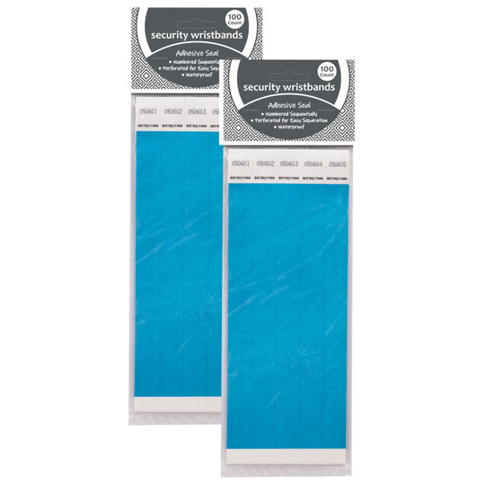 DuPont Tyvek Security Wristbands, Blue, 100 Per Pack, 2 Packs