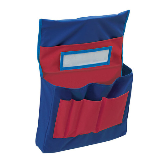 Chair Storage Pocket Chart, Blue & Red, 18-1/2''H x 14-1/2''W x 2-1/2''D, 1 Chart