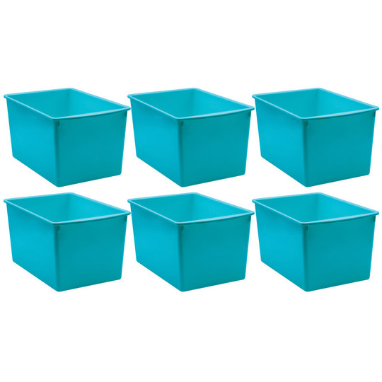 Plastic Multi-Purpose Bin, Teal, Pack of 6