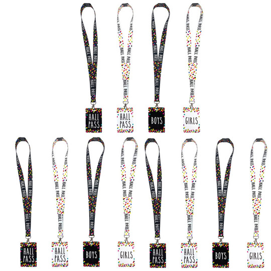 Confetti Hall Pass with Lanyard, 4 Per Pack, 3 Packs