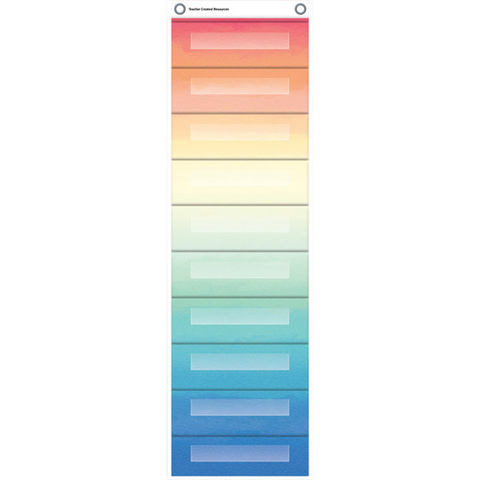File Storage Pocket Chart, 10 Pockets, Watercolor, 14'' x 58''