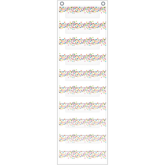 File Storage Pocket Chart, 10 Pockets, Confetti, 14'' x 58''