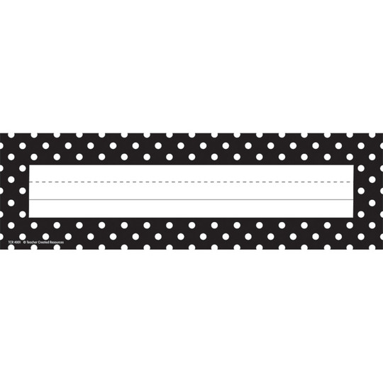Black Polka Dots Flat Name Plates, Pack of 36