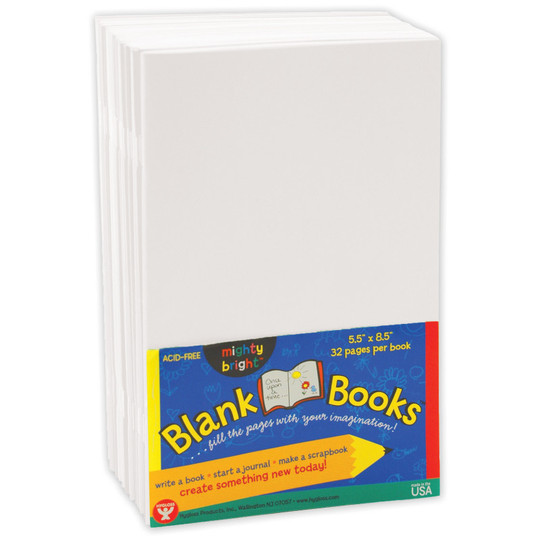 Blank Paperback Books, .5'' x .5'', White, Pack of 10