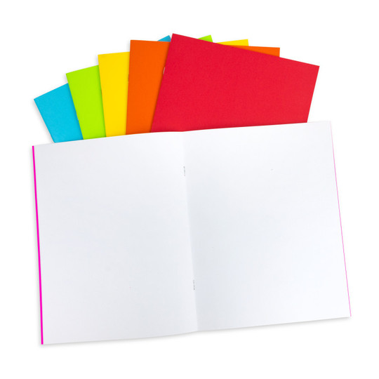 Bright Blank Books, 24 Pages, Assorted Colors, .5'' x 11'', 6 Per Pack, 2 Packs