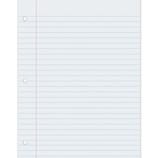 Composition Paper, White, 3-Hole Punched, Red Margin, .375'' Ruled, 8-1/2'' x 11'', 500 Sheets Per Pack, 2 Packs