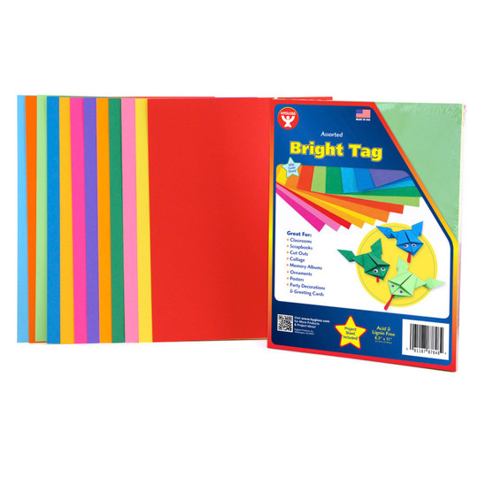 Bright Tag, 8-1/2'' x 11'', 12 Assorted Colors, 48 Sheets