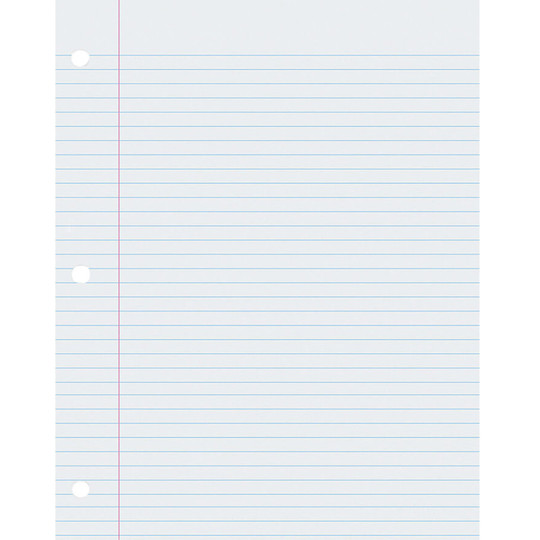 Composition Paper, White, Red Margin, 9/32'' Ruled, 8 1/2'' x 11'', 500 Sheets Per Pack, 2 Packs