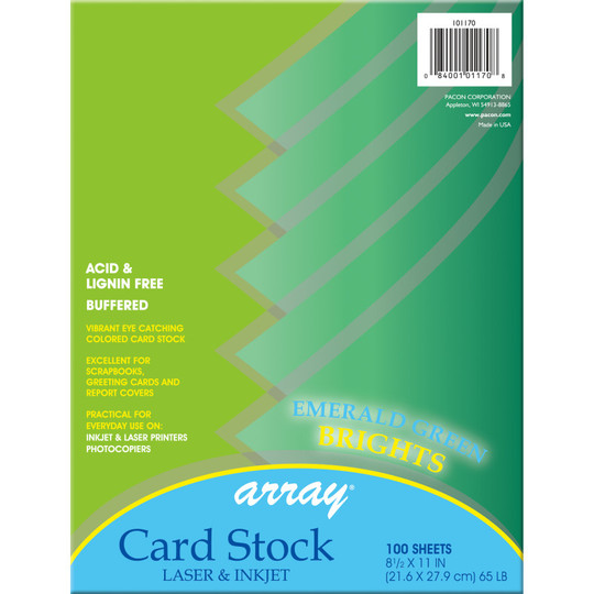 Card Stock, Emerald Green, 8-1/2'' x 11'', 100 Sheets