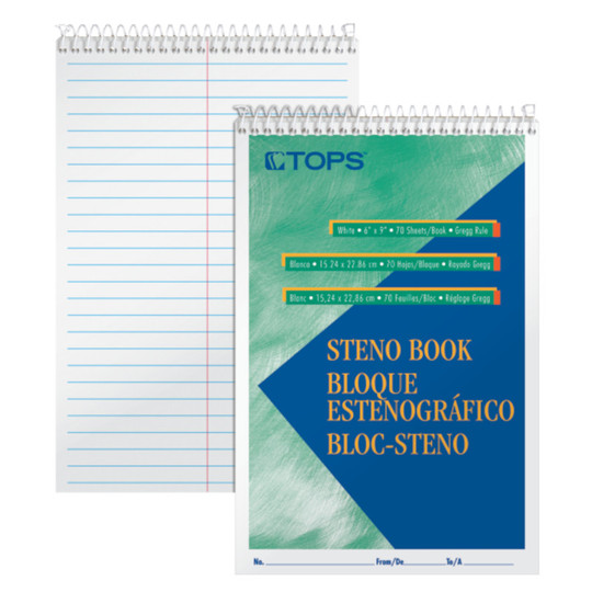 Steno Books, 6'' x 9'', Gregg Rule, 80 Sheets, Each