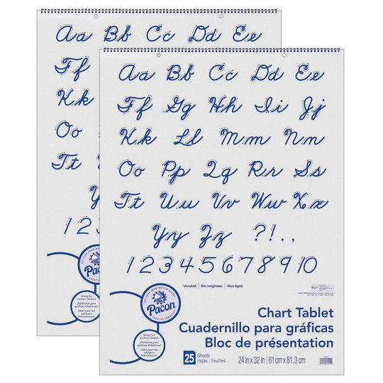 Chart Tablet, Cursive Cover, Unruled 24'' x 32'', 25 Sheets, 2 Tablets
