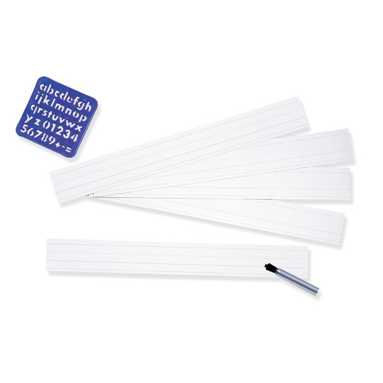 Zaner-Bloser Sentence Strips, White, 1-1/2 in x 3/4 in x 3/4 in ruled 3'' x 24'', 100 Strips Per Pack, 3 Packs