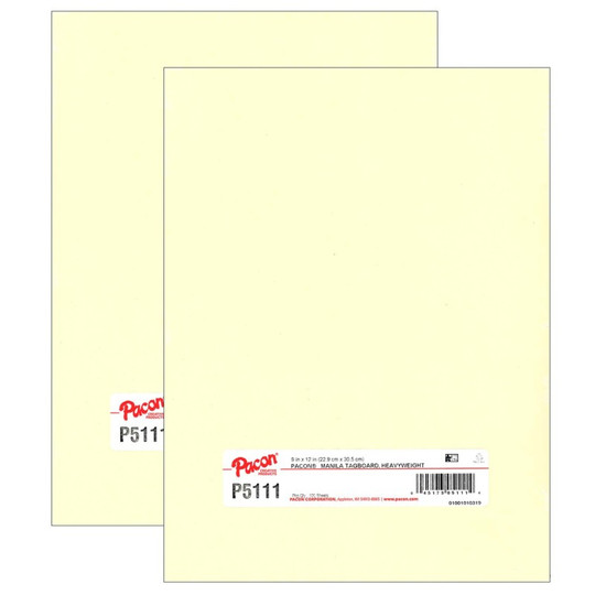 Heavyweight Tagboard, Manila, 9'' x 12'', 100 Sheets Per Pack, 2 Packs