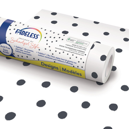 Schoolgirl Style Bulletin Board Paper, 48'' x 50' Roll, BFF Painted Dots