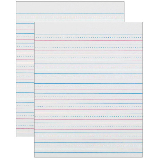Sulphite Handwriting Paper, Dotted Midline, Grade 2, 1/2'' x 1/4'' x 1/4'' Ruled Short, 8'' x 10-1/2'', 500 Sheets Per Pack, 2 Packs