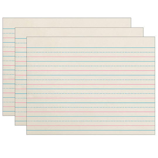 Newsprint Handwriting Paper, Dotted Midline, Grade K, 3/4'' x 3/8'' x 3/8'' Ruled Long, 10-1/2'' x 8'', 500 Sheets Per Pack, 3 Packs