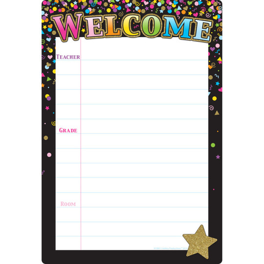 Smart Poly Chart Black Confetti Welcome, 13'' x 19''