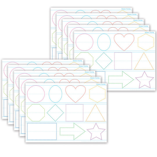 Smart Poly PosterMat Pals Space Savers, 13'' x 9-1/2'', Shapes Tracing, Pack of 10