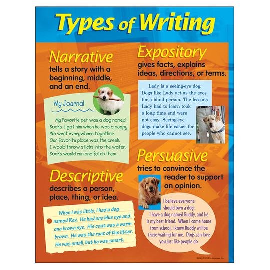 Types of Writing Learning Chart, 17'' x 22''
