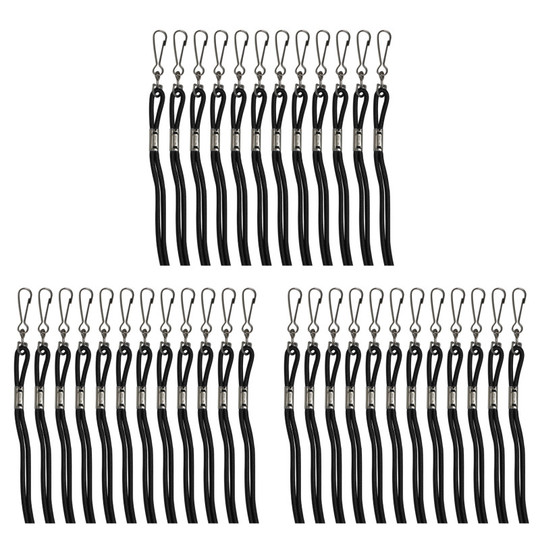 Lanyards, Black, Pack of 12 Per Pack, 3 Packs