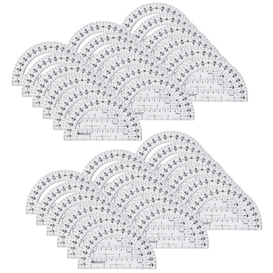 Protractor 6'', 180 degree, Clear, Pack of 36