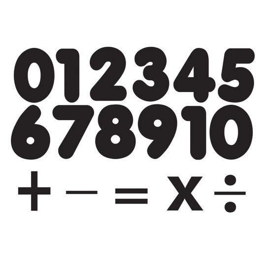Die-Cut Magnetic Black Number Set, .75'', 32 Pieces