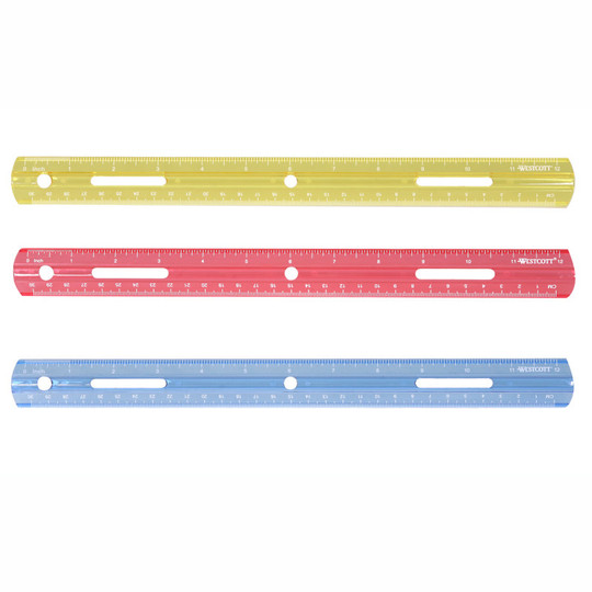 12'' Plastic Ruler, Assorted Colors (No Color Choice)