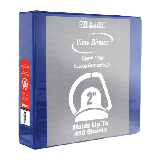 Slant D Ring View Binder with 2 Pockets, 2'', Blue