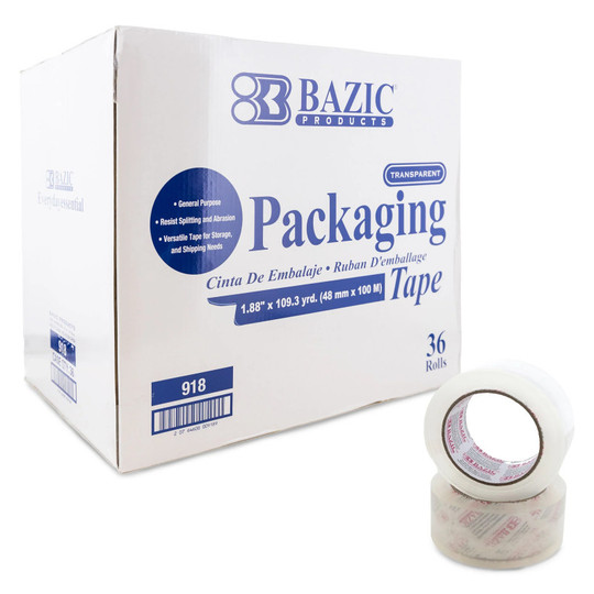 Industrial Clear Packing Tape, .88'' x 10.3 Yards, Box of 36