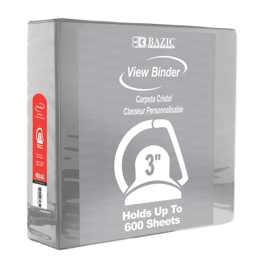 Slant D Ring View Binder with 2 Pockets, 3'', Gray