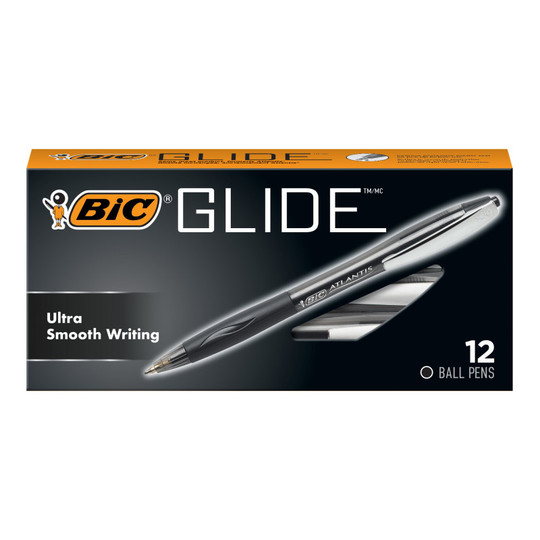Glide Retractable Ball Pen, Medium Point (. 0 mm), Black, 12-Count