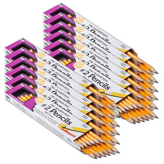 N. Pencil with Eraser, Pre-Sharpened, Yellow, 12 Per Pack, 12 Packs