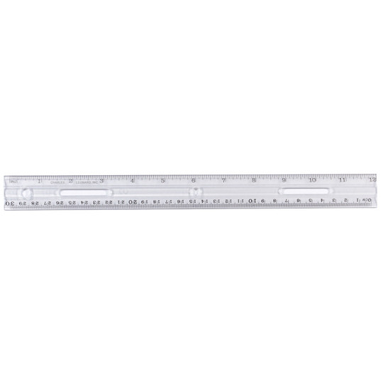 Plastic Ruler, Double Bevel, 12'', Clear