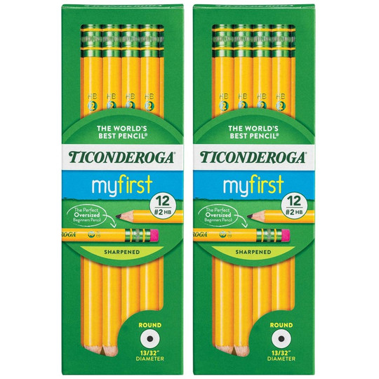 My First Primary Size N. Pencils with Eraser, 12 Per Box, 2 Boxes
