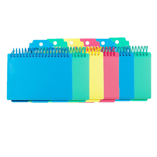 Spiral Bound Index Card Notebook with Index Tabs, Assorted Tropic Tones Colors, Pack of 6