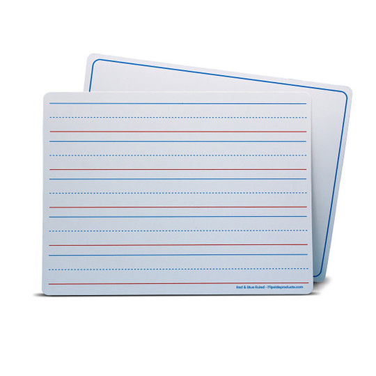 Magnetic Dry Erase Learning Mat, Two-Sided Red & Blue Ruled/Plain, 9'' x 12'', Pack of 48