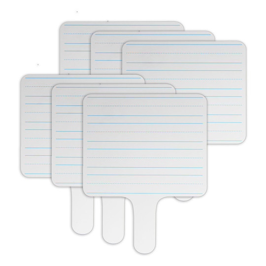 Two-Sided Rectangular Dry Erase Writing Paddle, Lined/Blank, .75'' x 10'', Pack of 6