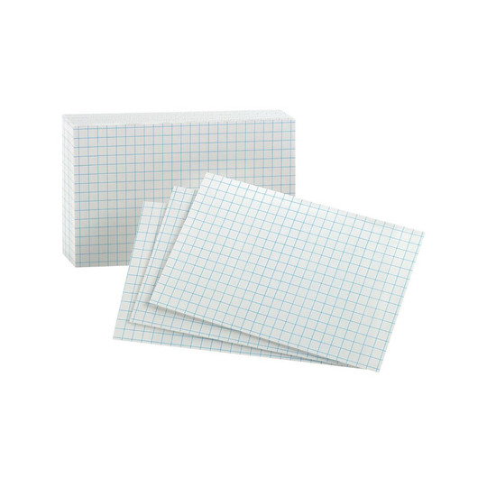 Graph Index Cards, 3'' x 5'', White, 100 Per Pack, 3 Packs