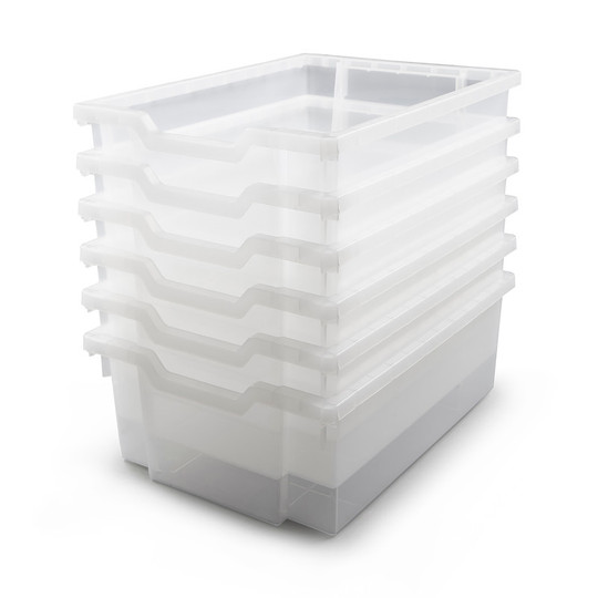 Deep F2 Tray, Translucent, 1.3'' x 1.8'' x .9'', Heavy Duty School, Industrial & Utility Bins, Pack of 6